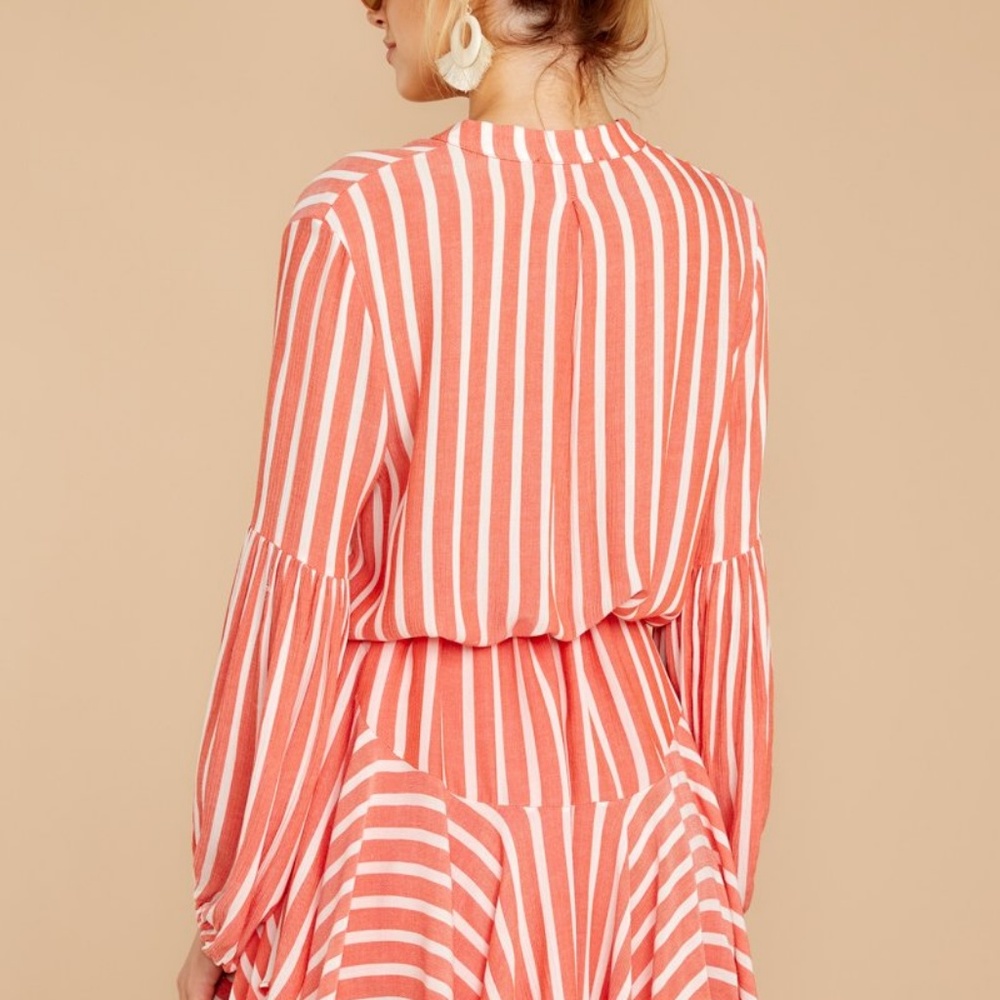 Coral Striped Dress WORN ONCE - Picture 2 of 2